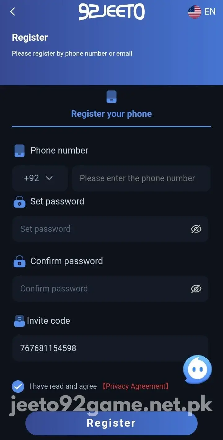 Jeeto92 Game Register