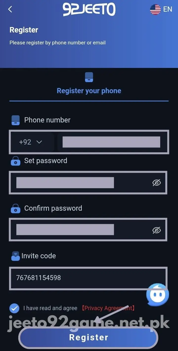 Press Register Button